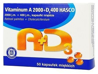 Vitaminum A 2000j.m. + D3 400j.m. Hasco, 50 kapsułek