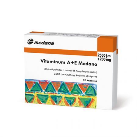 Vitaminum A+E Medana (2500j.m.+ 200mg), 20 kapsułek