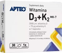 Witamina D3 + K2 MK-7, Apteo, 30 kapsułek