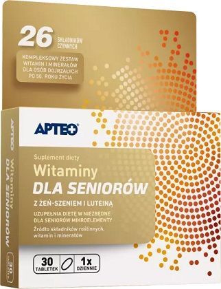 Witaminy dla seniorów z żeń-szeniem i luteiną Apteo, 30 tabletek
