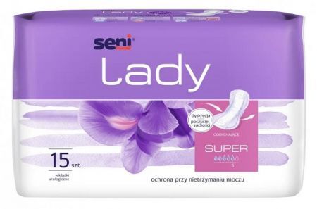 Wkładki urologiczne Seni Lady Super, chłonność 5/6, 15 sztuk