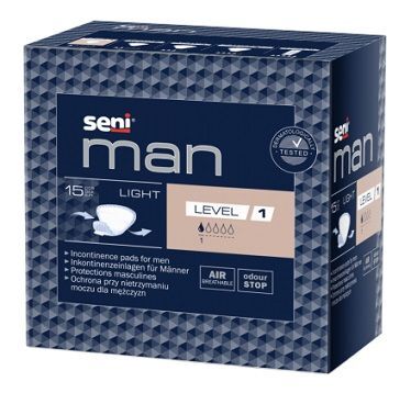 Wkładki urologiczne Seni Man Light, Level 1, chłonność 1/5, 15 sztuk