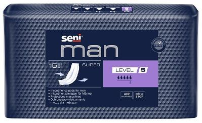 Wkładki urologiczne Seni Man Super, Level 5, chłonność 5/5, 15 sztuk