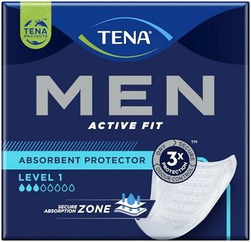 Wkłady anatomiczne Tena Men Active Fit, Level 1, chłonność 3/8, 24 sztuki