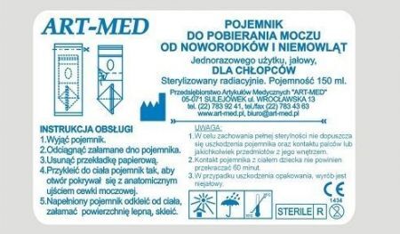 Woreczek do pobierania moczu, dla chłopców, jałowy, 150 ml, 1 sztuka