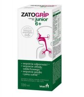 Zatogrip Junior 6+, syrop dla dzieci powyżej 6 roku życia, smak malinowy, 120ml
