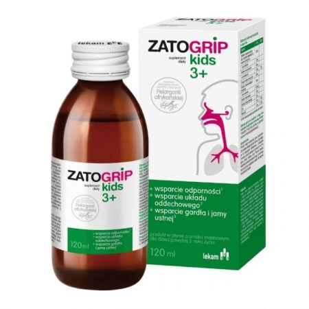Zatogrip Kids 3+, syrop, po 3 roku życia, smak malinowy, 120ml