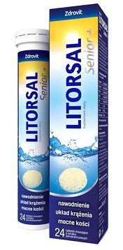 Zdrovit Litorsal Senior+, smak pomarańczowy, 24 tabletki musujące