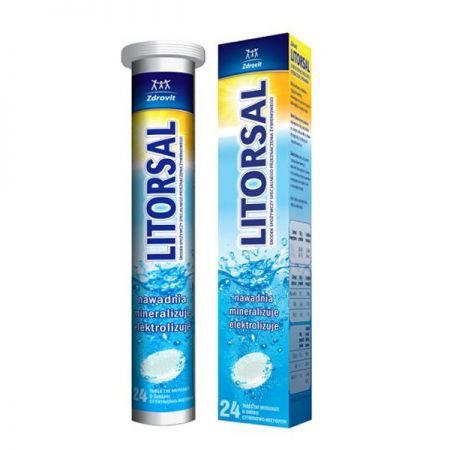 Zdrovit Litorsal, smak cytrynowo-miętowy, 24 tabletki musujące