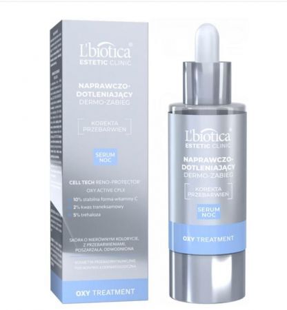 ZESTAW L'Biotica Estetic Clinic, OXY, dotleniające serum na noc, 30ml + maska w prezencie