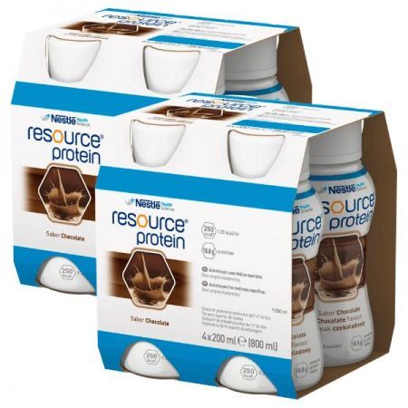 ZESTAW Resource Protein, produkt odżywczy wysokobiałkowy, smak czekoladowy, płyn, 8x200ml + Resource, losowa butelka, 200ml