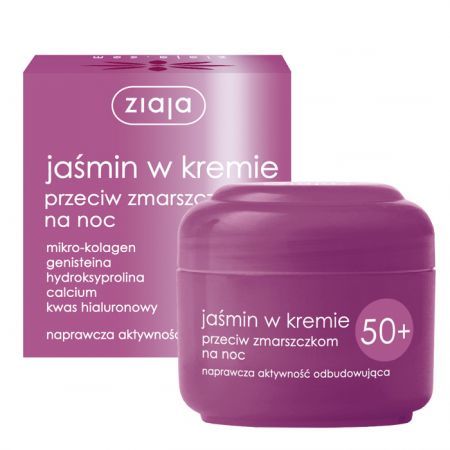 Ziaja Jaśmin 50+, krem na noc przeciw zmarszczkom, 50ml
