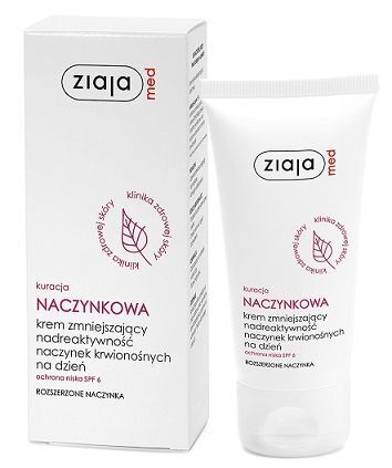 Ziaja Med Kuracja Naczynkowa, krem zmniejszający nadreaktywność naczynek krwionośnych na dzień, skóra naczynkowa, 50ml