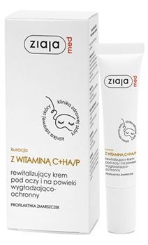 Ziaja Med Kuracja z Witaminą C+HA/P, rewitalizujący krem pod oczy i na powieki, profilaktyka zmarszczek, 15ml