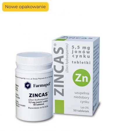 Zincas, 5,5mg jonów cynku, 50 tabletek