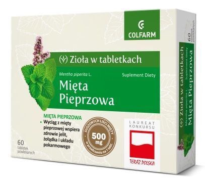 Zioła w tabletkach, Mięta pieprzowa, 60 tabletek