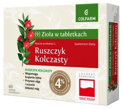 Zioła w tabletkach, Ruszczyk Kolczasty, 60 tabletek